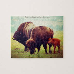 Buffalo och Calf Oklahoma Jigszle Puzzle Pussel