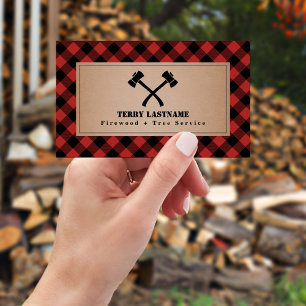 Buffalo Plaid Ax Träd Service Firewood Visitkort