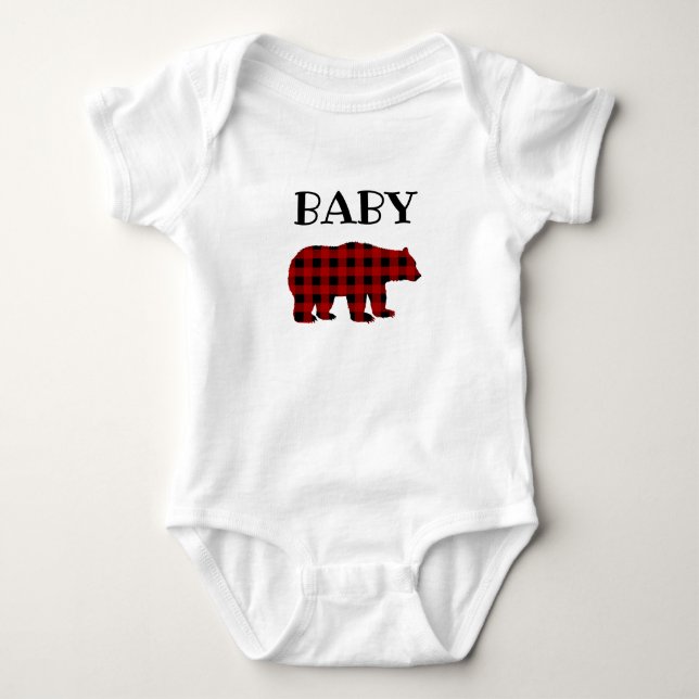 Buffalo Plaid Baby Bear T-Shirt (Framsida)
