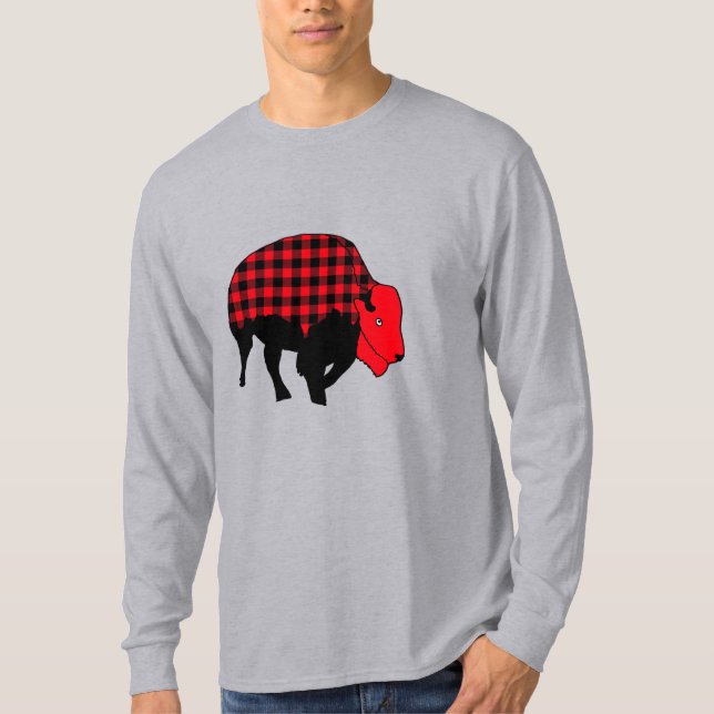 Buffalo Plaid Bison skjorta T Shirt (Framsida)