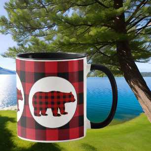 Buffalo plaid björn Land Kitchen mugg