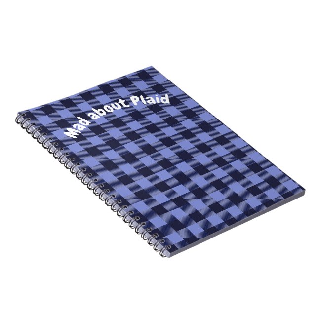 Buffalo Plaid Blå & Svart Monogram Enkel | Anteckningsbok (Högra Sidan)