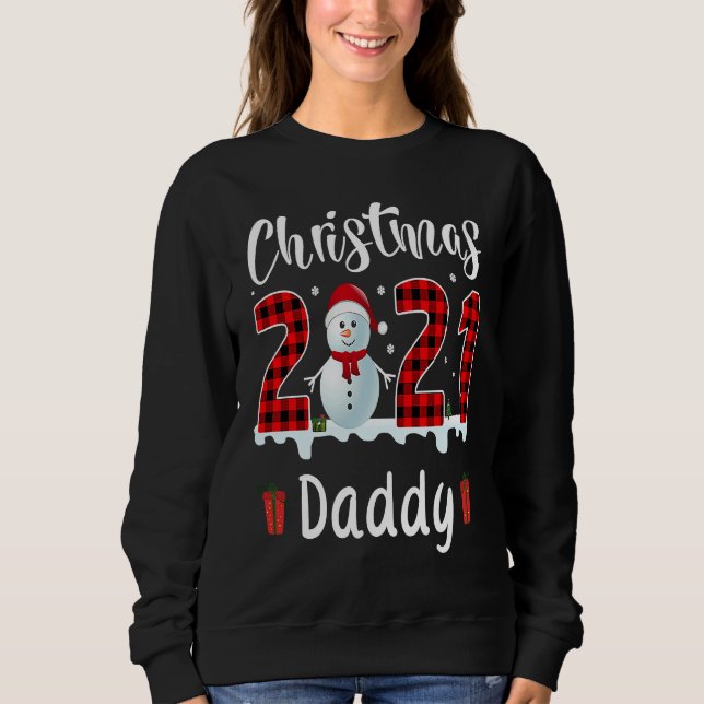 Buffalo Plaid Christmas 2021 Daddy Snowman T Shirt (Framsida)