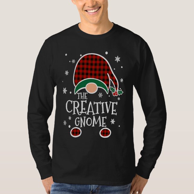 Buffalo Plaid Creative Gnome  Christmas Family Mat T Shirt (Framsida)