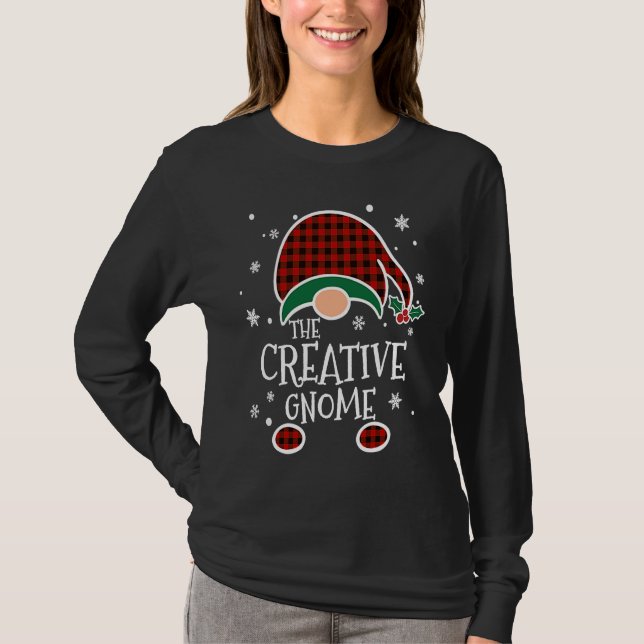 Buffalo Plaid Creative Gnome  Christmas Family Mat T Shirt (Framsida)