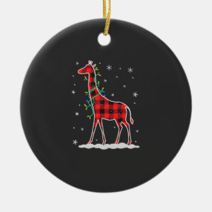 Buffalo Plaid Familj Matchande Giraff Jul Pyjamas Julgransprydnad Keramik