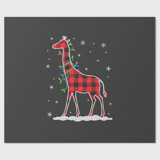 Buffalo Plaid Familj Matchande Giraff Jul Pyjamas Presentpapper (Platt)