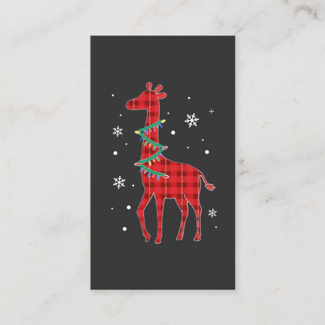 Buffalo Plaid Familj Matchande Giraffe Jul Pyjamas Visitkort (Framsida)