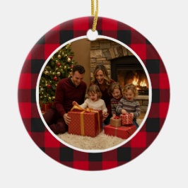 Buffalo Plaid Family Christmas Julgransprydnad Keramik