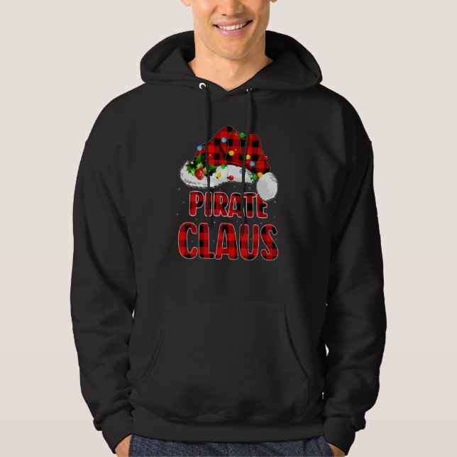Buffalo Plaid Family Matching Santa Pirate Claus C Hoodie (Framsida)