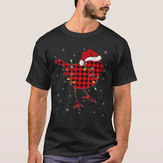 Buffalo Plaid Family Matching Wren Bird Christmas T Shirt (Framsida)