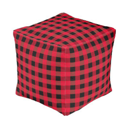 Buffalo plaid fyrkantig puff