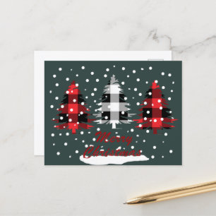buffalo plaid god jul helg vykort
