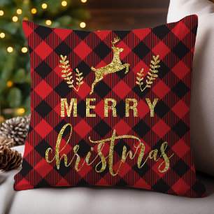 Buffalo Plaid God Jul Ren Glitter Kudde