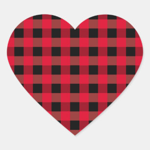 Buffalo plaid hjärtformat klistermärke