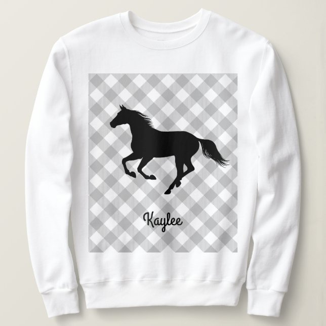 Buffalo Plaid Horse Lover (ej så) Ugly Sweater T Shirt (Design framsida)