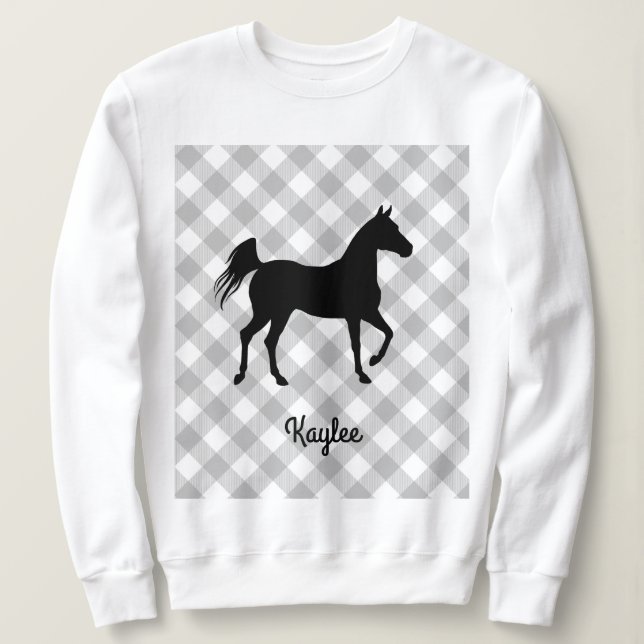 Buffalo Plaid Horse Lover (ej så) Ugly Sweater T Shirt (Design framsida)