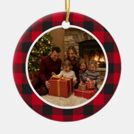 Buffalo Plaid Jul Familj Julgransprydnad Keramik