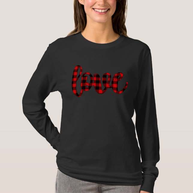 Buffalo Plaid Love T Shirt (Framsida)