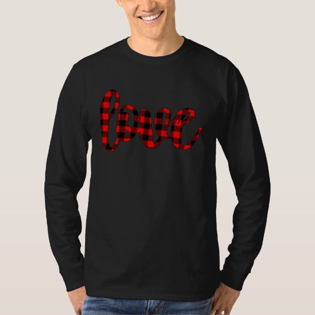 Buffalo Plaid Love T Shirt (Framsida)