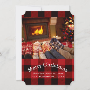 Buffalo plaid lumberjack Land julfoto Julkort