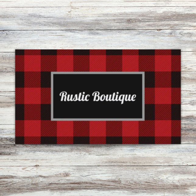 buffalo plaid lumberjack rustik westerna land visitkort (buffalo plaid lumberjack rustic western country business card)