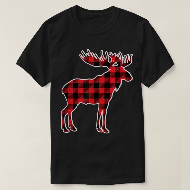 Buffalo Plaid Moose Christmas Design T Shirt (Design framsida)