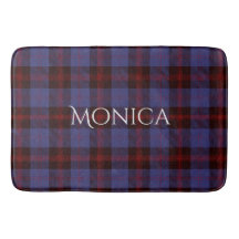 Buffalo plaid navy blue red monogram name