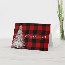 Buffalo plaid och vit Julgran
