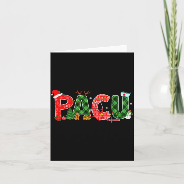 Buffalo Plaid Pacu Nurse Christmas Tree Santa Xmas Kort (Framsida)