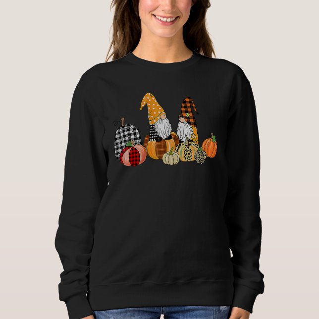 Buffalo Plaid Pumpkin Gnomes Fall Autumn Thanksgiv T Shirt (Framsida)