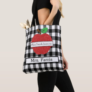 Buffalo Plaid Red Apple Lärares uppskattning Tygkasse