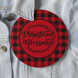 BUFFALO PLAID RED OCH BLACK CHRISTMAS HÄLSNING KNAPP