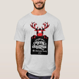 Buffalo Plaid Reindeer Customized Christmas Family T Shirt
