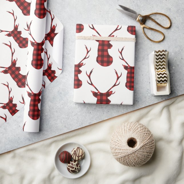 Buffalo Plaid Reindeer Presentpapper (Hantverk)