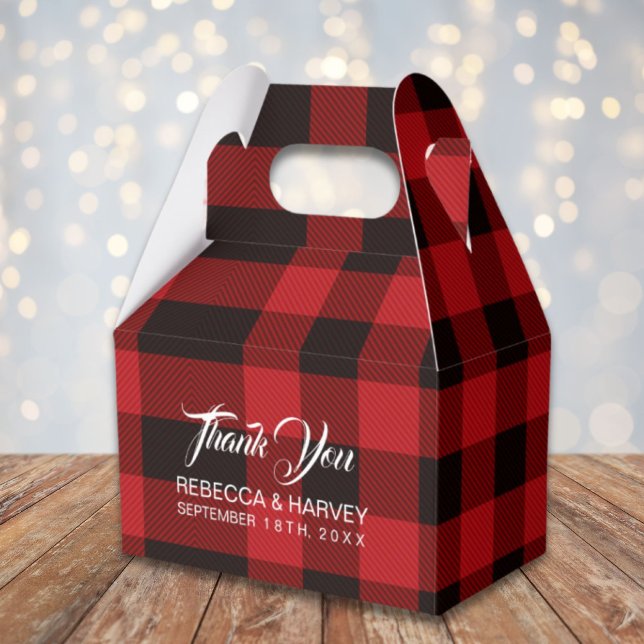 Buffalo plaid rustik vinterbröllopsförmån presentaskar (buffalo plaid rustic winter wedding favor favor boxes)