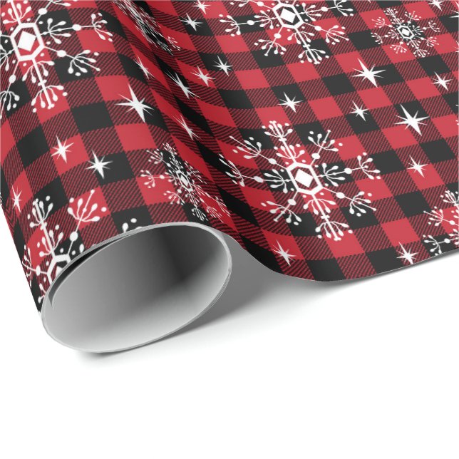 Buffalo Plaid snowflake christmas mönster Presentpapper (Rullad Hörn)