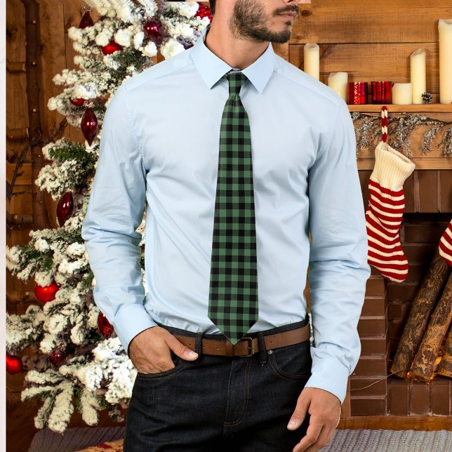 Buffalo Plaid Svart Grön Höst Slips (Skapare uppladdad)