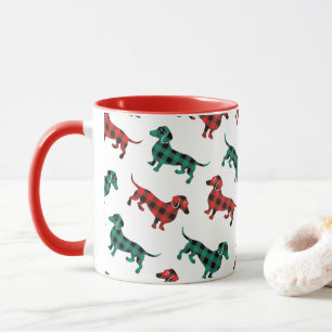 Buffalo Plaid Tartan Jul Dachshunds Mugg