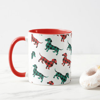 Buffalo Plaid Tartan Jul Dachshunds Mugg