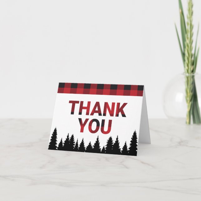 Buffalo Plaid Thank You Card Tack Kort (Framsida)