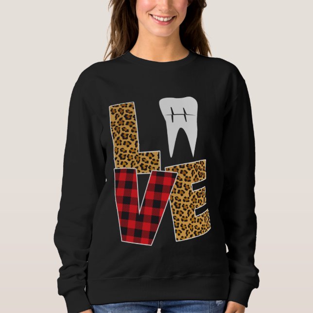 Buffalo Plaid Toothpaste & Tooth Dentist Valentine T Shirt (Framsida)