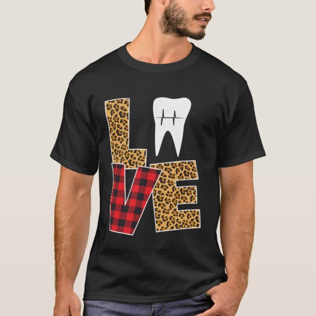 Buffalo Plaid Toothpaste & Tooth Dentist Valentine T Shirt (Framsida)