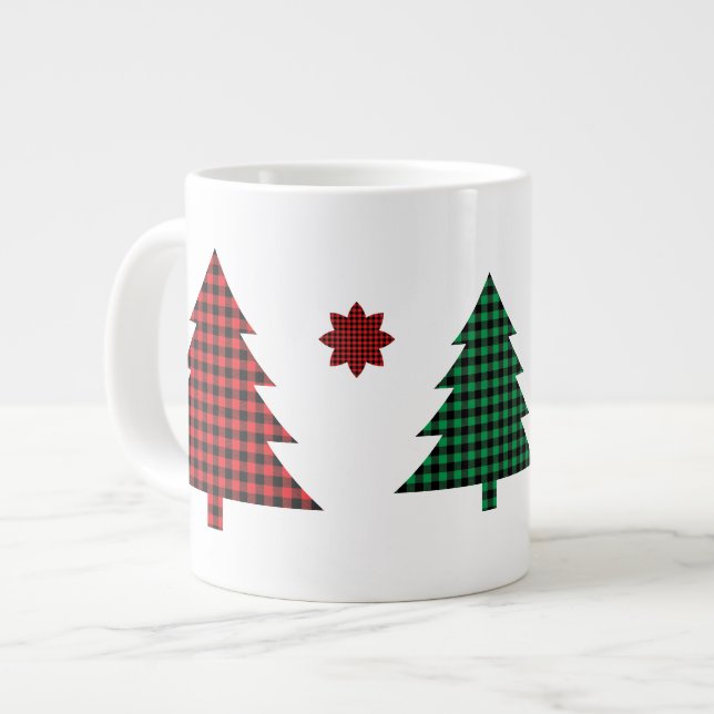 Buffalo Plaid Trees Jumbo Mugg (Framsida vänster)