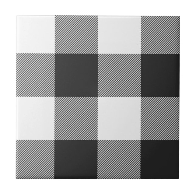 Buffalo Plaid White Tartan Plaid Mönster Kakelplatta (Framsidan)