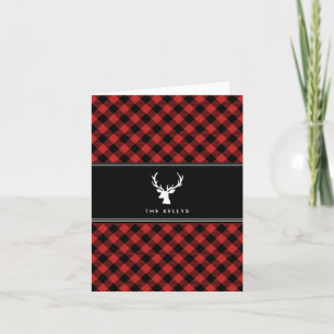 Buffalo Plaid with Hjort, Red, Personlig Helgkort