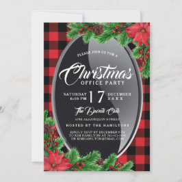 Buffalo Plaid with Poinsettia Party bjudan Inbjudningar
