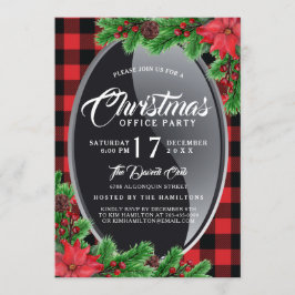 Buffalo Plaid with Poinsettia Party bjudan Inbjudningar