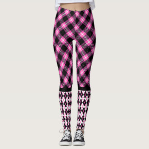 Buffalo Play & Argyle i Fuchsia & Black Leggings