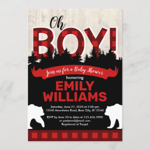 Buffalo Play Bear Boy Baby Shower-inbjudan Inbjudningar